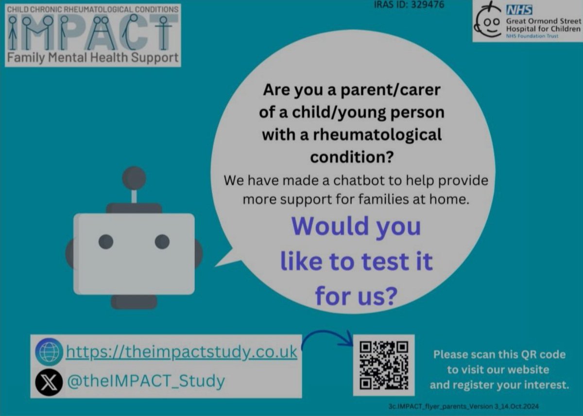 Are you a parent or carer of a child or young person with a paediatric rheumatological condition? Do you often have questions you don’t have the answers to? Would you like to try our new tech aide? If so, please visit theimpactstudy.co.uk and sign up to be first to try it now