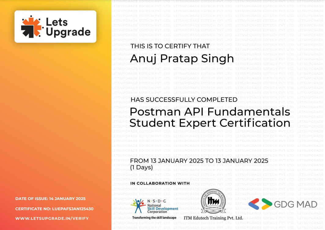 iam_anuj_pratap's tweet image. Learning about APIs with @ialimustufa at @letsupgrade_in
Here’s what I learned:
📌 Basics of APIs and their real-world applications.
📌 Using Postman for API requests, testing, and automation.
📌 Hands-on practice with complex API scenarios.
@getpostman #PostmanStudent