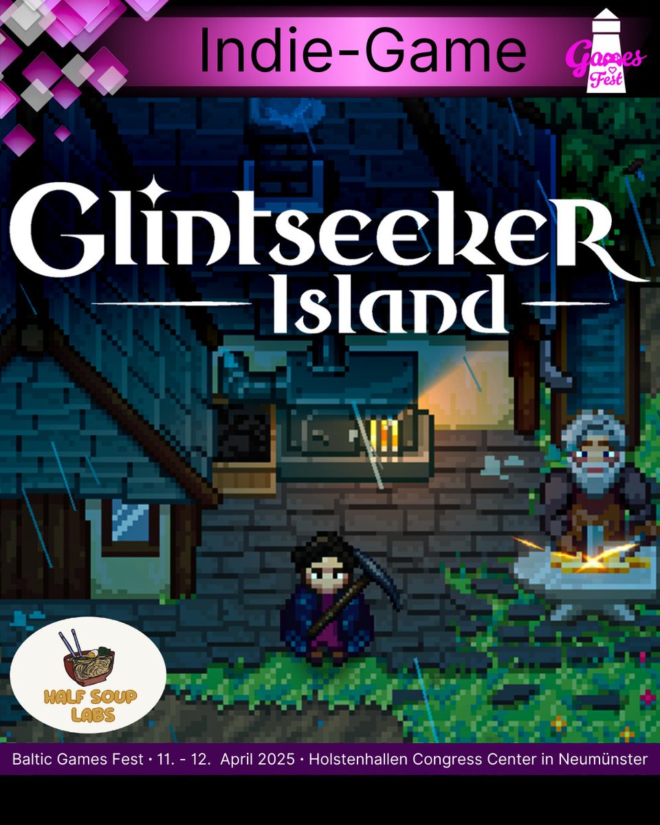 <a href="/halfsouplabs/">Half Soup Labs (Glintseeker Island)</a> will present "Glintseeker Island" at the Baltic Games Fest. 🪨⛏️

Check it out on Steam: store.steampowered.com/app/3122600/Gl…

You'll get the chance to play it in april.  😉

#balticgamesfest #indiedev #IndieGameDev #indiegame