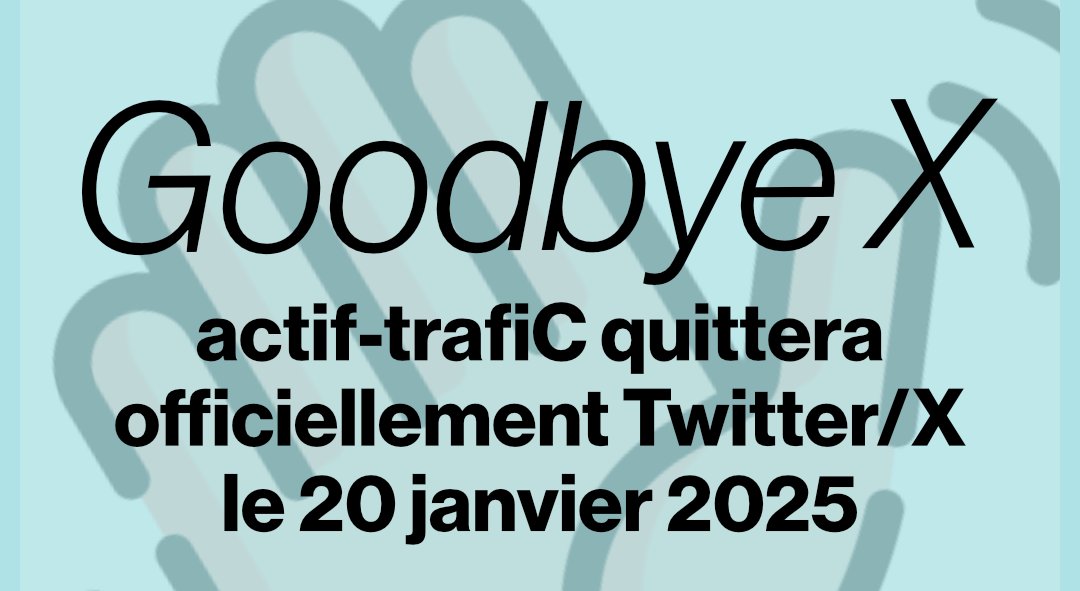actif-trafiC quittera le réseau social X le 20 janvier 2025. 

Retrouvez-nous sur nos autres réseaux sociaux, là où le ciel est plus bleu 🦋