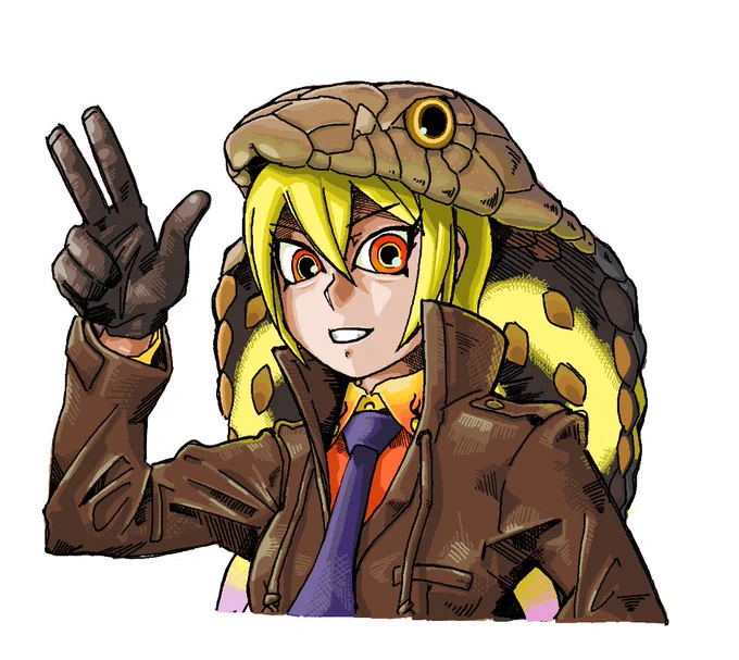 大岩抱い太さん( )とこの絵チャで描いたキングコブラ様。フードのコブラの目を描いてるのと、描いてないのと、ベロ出してる差分。王を称えよ! #けものフレンズ 