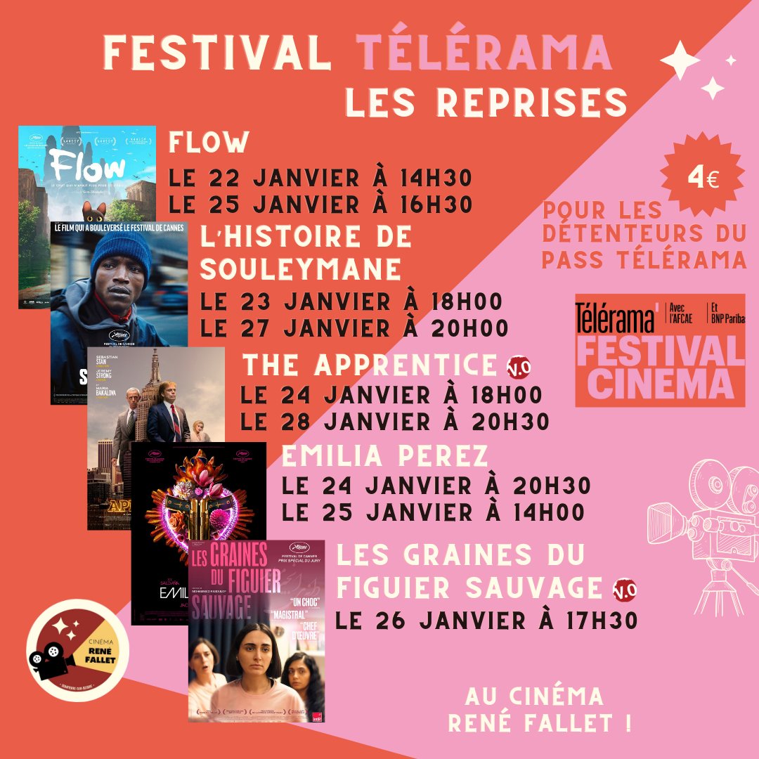 Cinema_RFallet's tweet photo. C'est le grand retour du Festival Télérama ! 
Venez découvrir nos nombreuses reprises du 22 au 28 janvier au cinéma René Fallet ! https://t.co/A64Tiz0Mkc