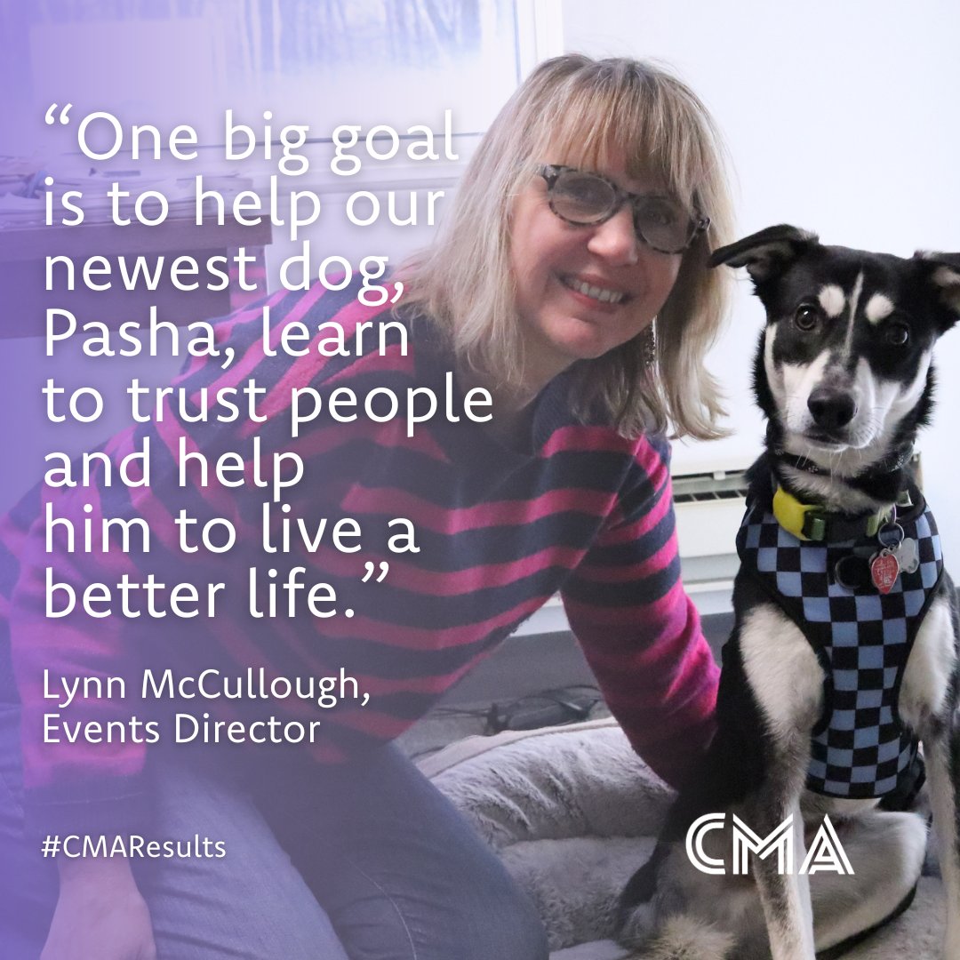 CMAresults's tweet photo. This week, we’re spotlighting CMA’s Events Director, Lynn McCullough. Every year she has a passion for helping animals who have had a tough life through no fault of their own. 

“Pasha now has a great life thanks to the amazing efforts of GWARP." https://t.co/tq0g02BPkf https://t.co/P2zSPgB2J9