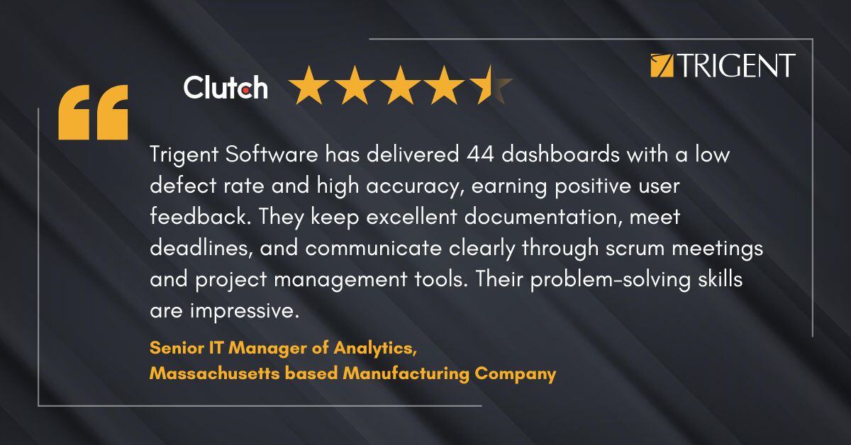 Behind every great transformation is a story of collaboration, innovation, and trust. Here's one such story that recently earned us this glowing feedback on <a href="/clutch_co/">Clutch</a>. More details here 👉 hubs.ly/Q032CcZ70
#CustomerSuccess #DataTransformation #PowerBI