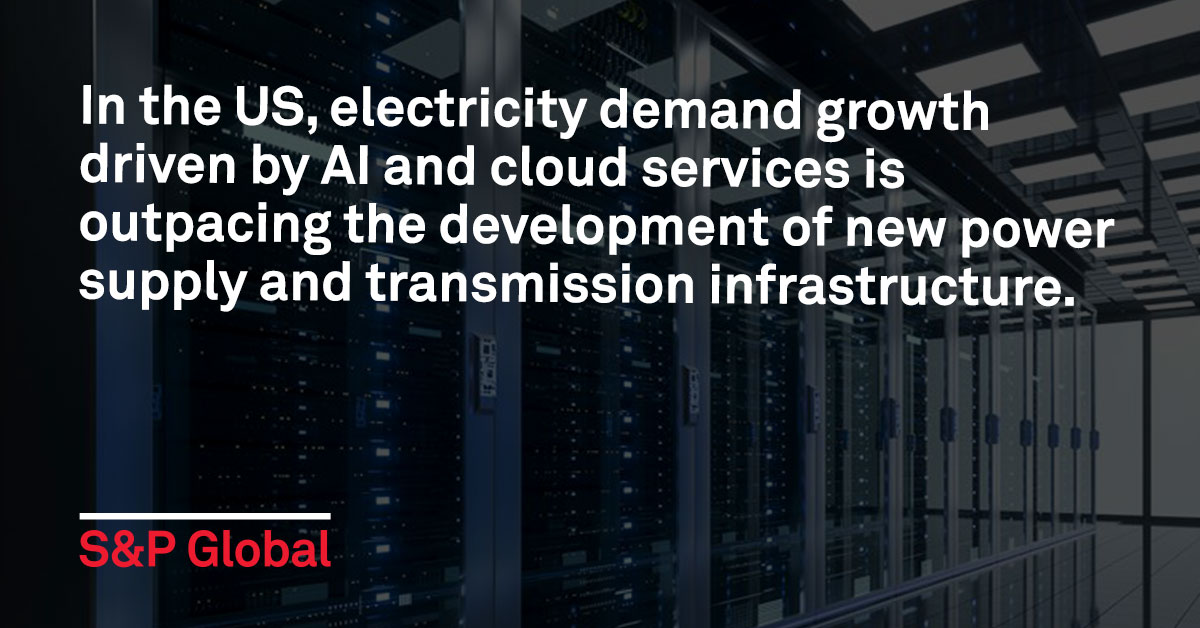 SPGlobal's tweet image. While it typically takes two to three years to design, permit and build a #datacenter, development timelines for #PowerGeneration resources often extend to five years or more. Moreover, #utilities have had minimal time to plan for the expected surge in demand.
