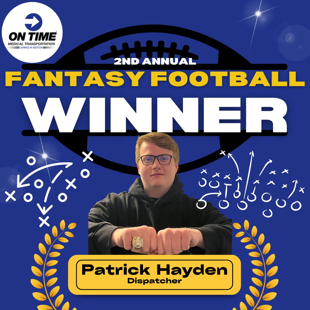 OnTimeAmbulance's tweet photo. We put in a lot of work each day, so we make sure to enjoy ourselves too! The champion of this year's Fantasy Football league is from our Communication's department. Well done, Patrick! https://t.co/JbNG6VTI4v