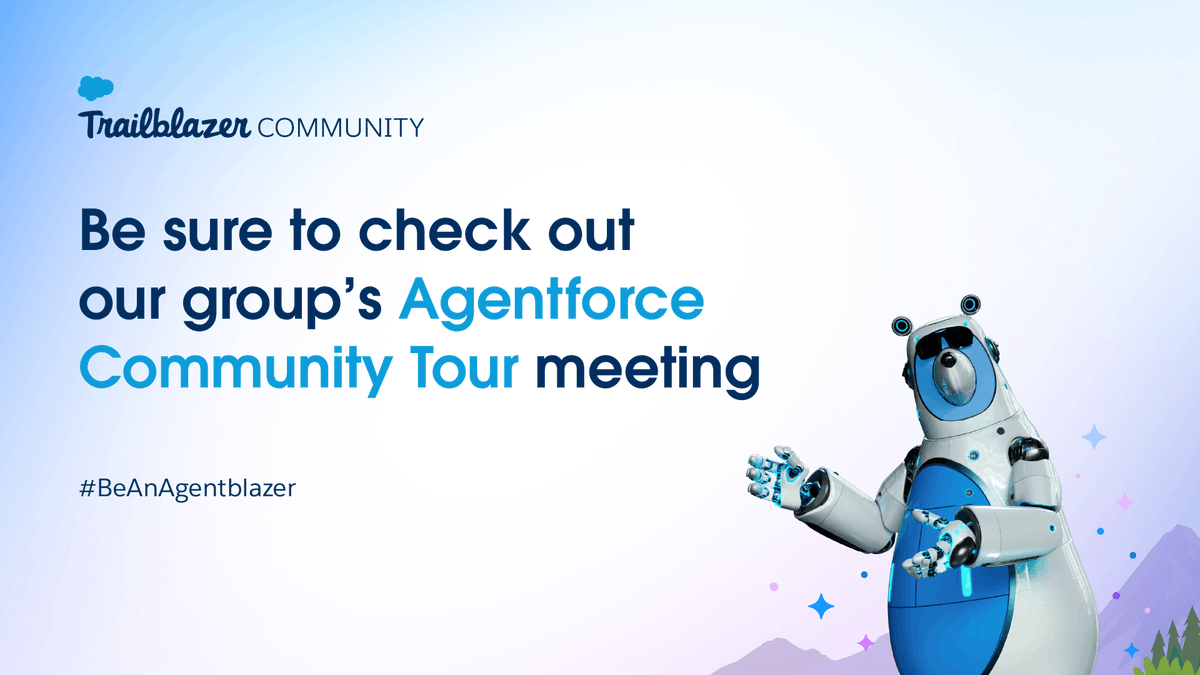 For the first time in Albania! 🌍 #BeAnAgentblazer
The Agentforce Community Tour is here! 

Dive into cutting-edge innovation:
✨ Salesforce Data Cloud
✨ Prompt Engineering
✨ Autonomous AI

👉 Register now: trailblazercommunitygroups.com/agentforce-com…