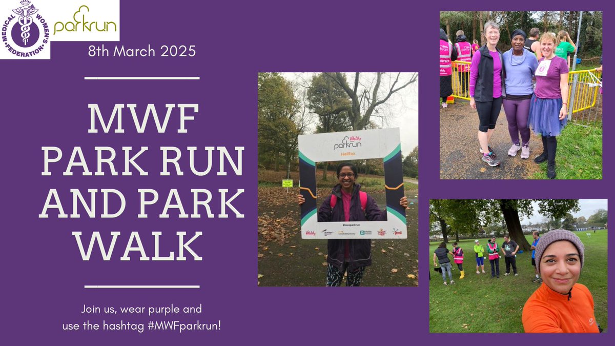 Would you like to help raise funds for MWF and connect with women doctors in your area? MWF members will be taking part in a parkrun event on 8th March 2025 to celebrate International Women's Day. To take part, follow the steps on our website: medicalwomensfederation.org.uk/news-events/fu…