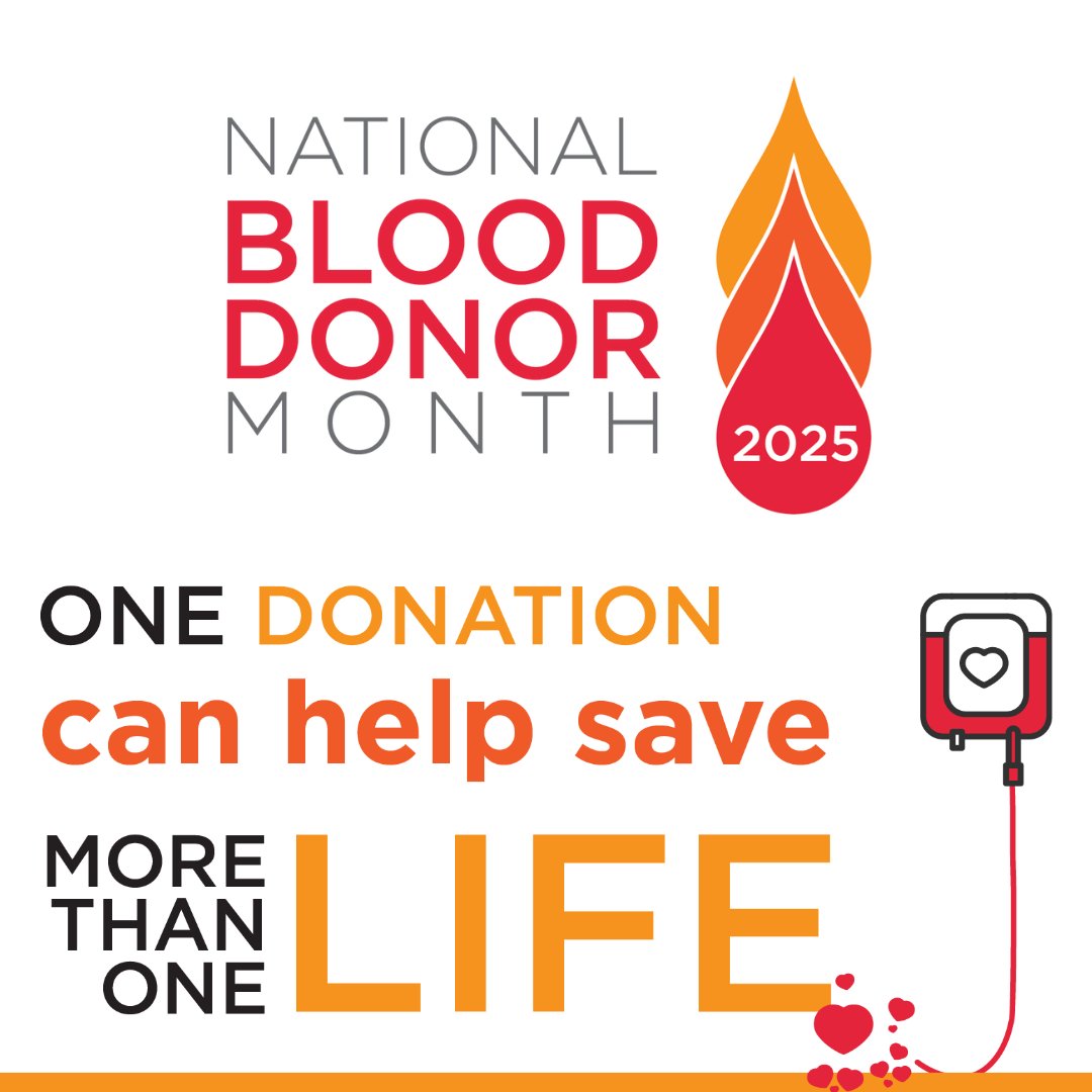 Join us in celebrating National Blood Donor Month and beyond by making a difference that saves lives. Did you know that a single blood donation can save multiple lives?

Your decision to donate blood can be transformative. #NBDM