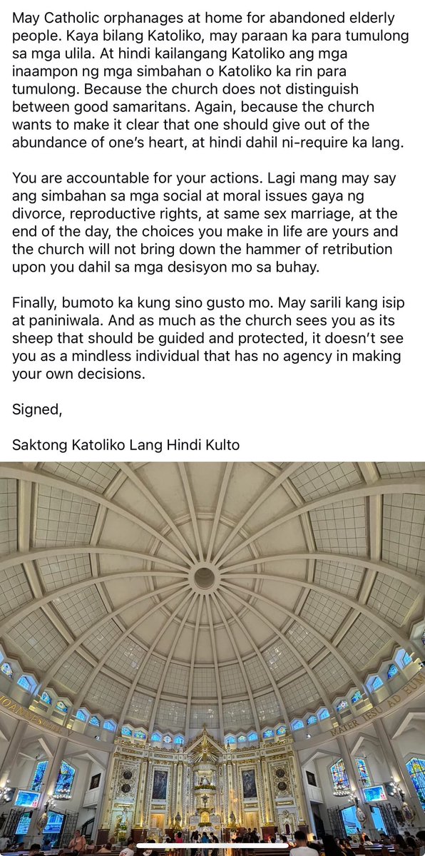nabunturanguy's tweet photo. "SAKTONG KATOLIKO LANG, HINDI KULTO."  A nice read from @GerryCacanindin https://t.co/dB1AVhzPOd