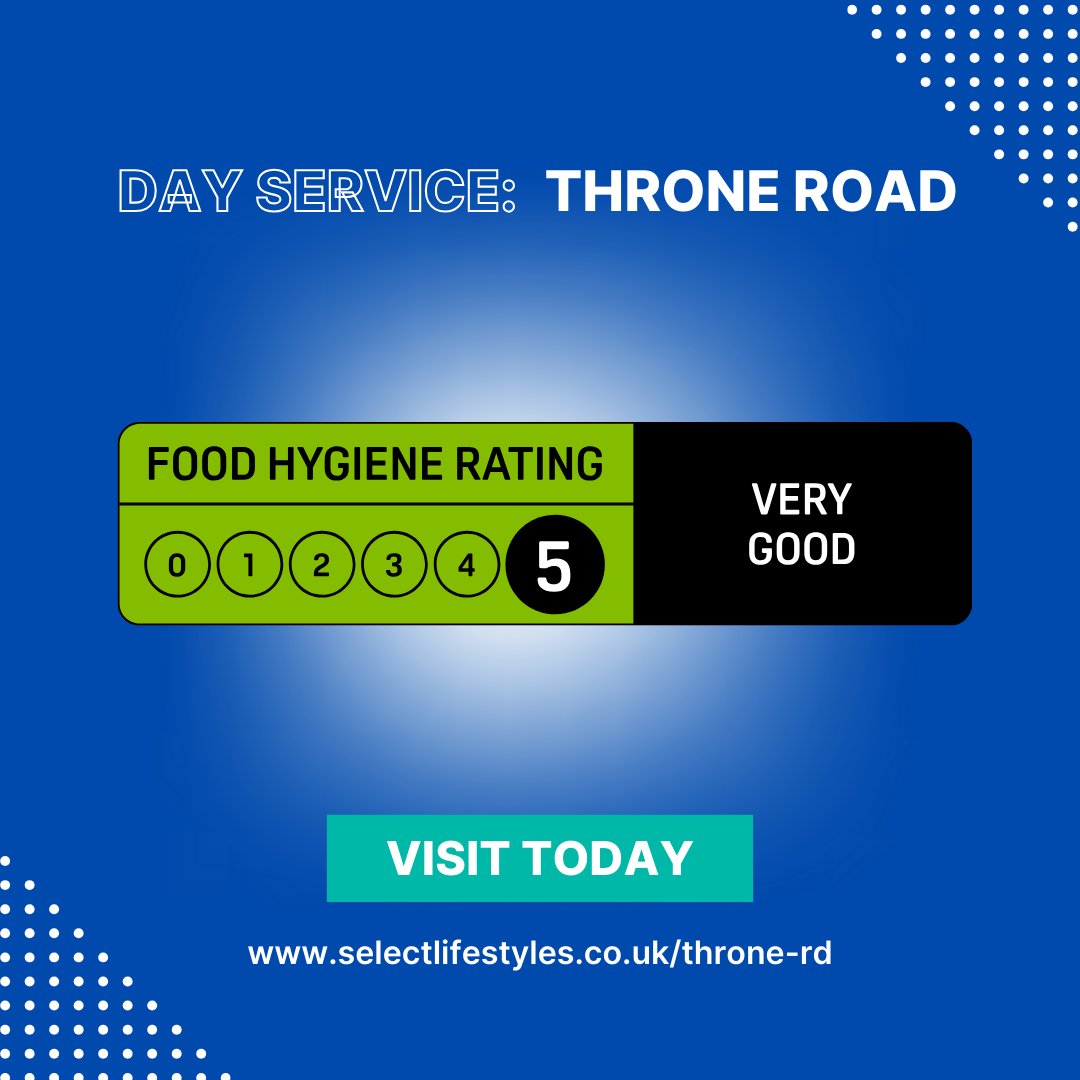 selectlifestyle's tweet photo. Great news from #AdultDayCare service, Throne Road!
Their recent #FoodHygiene inspection scored a perfect 5! 🌟
This is the highest score possible that shows our team maintains excellent food safety and hygiene standards. 🍴💯
#WellDone to everyone at Throne Road for their hard work! 👏