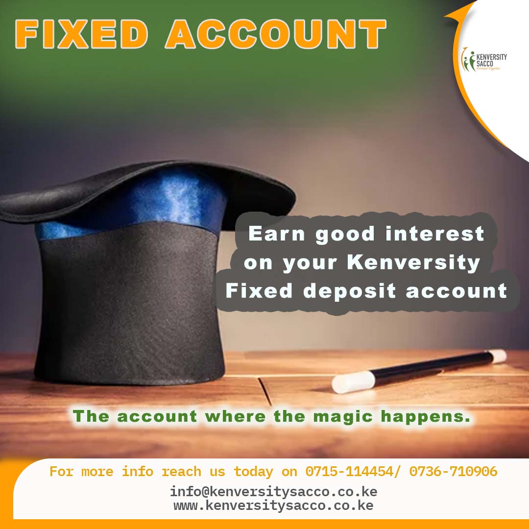 kenversity's tweet photo. Open a Kenversity Sacco fixed deposit account and get attractive interest rates.  #kenversitysacco #ForwardTogether #FixedAccount #FinancialFreedom https://t.co/rYoo3DLz9Y