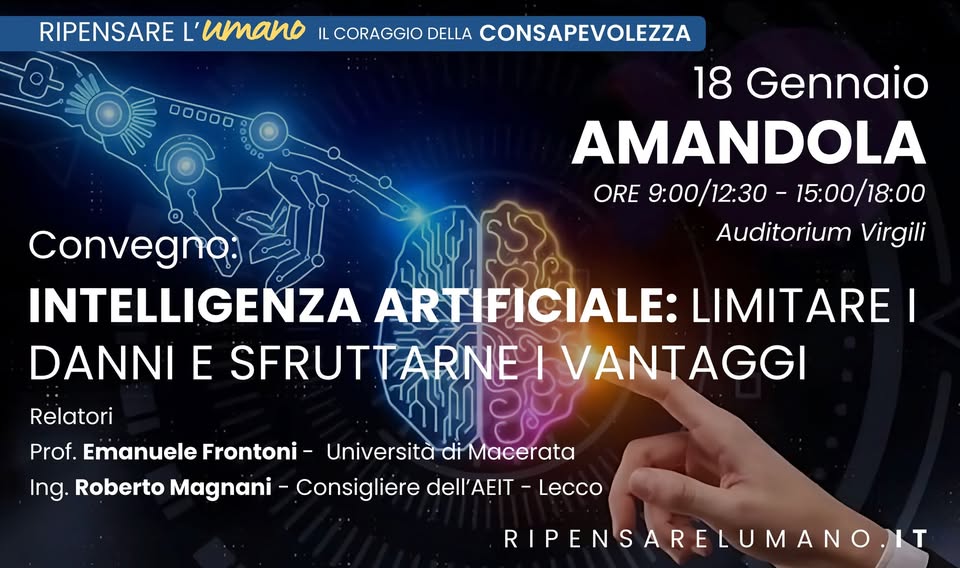 UnivPace's tweet photo. "𝐈𝐧𝐭𝐞𝐥𝐥𝐢𝐠𝐞𝐧𝐳𝐚 𝐚𝐫𝐭𝐢𝐟𝐢𝐜𝐢𝐚𝐥𝐞: l𝐢𝐦𝐢𝐭𝐚𝐫𝐞 𝐢 𝐝𝐚𝐧𝐧𝐢 𝐞 𝐬𝐟𝐫𝐮𝐭𝐭𝐚𝐫𝐧𝐞 𝐢           𝐯𝐚𝐧𝐭𝐚𝐠𝐠𝐢", 5° incontro ad Amandola del Convegno diffuso "Ripensare l'Umano. Il coraggio della  consapevolezza". 
https://t.co/YPFdEGu4ka https://t.co/sRmC2mWFxy