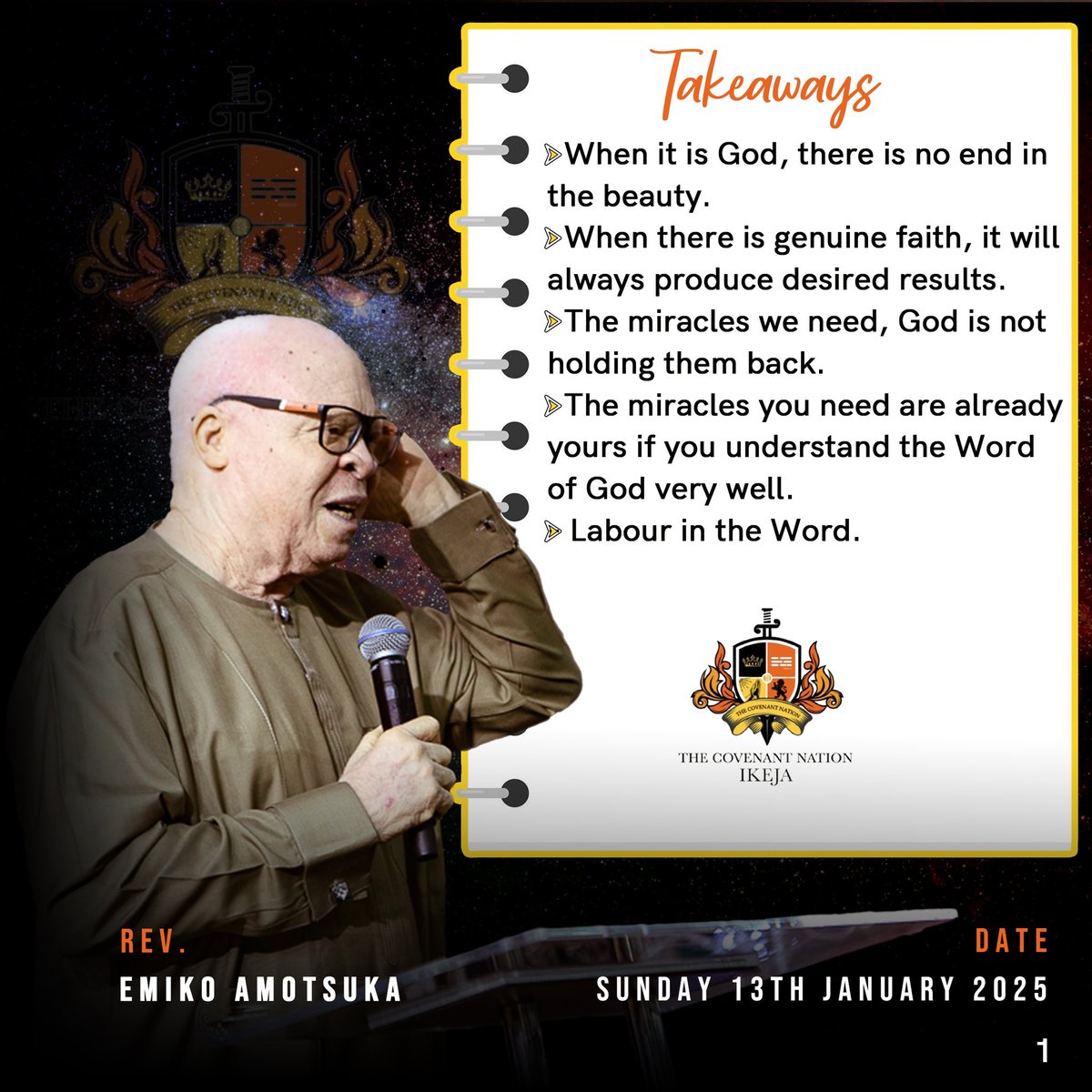 tcnikeja's tweet photo. Here are some takeaways from Rev. Emiko Amotsuka's sermon on Sunday.
What did you take away from the sermon?
#tcn #tcnikeja #tcnikejacentre #houseoftransformation https://t.co/AcHfVvBOjL