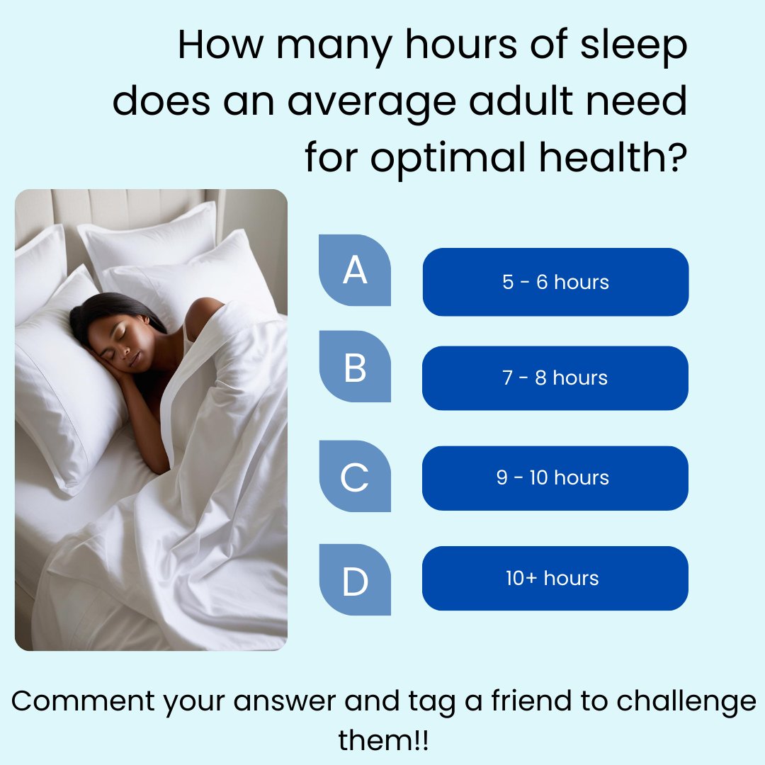 supracarer's tweet photo. Sleep is the best medicine! 🛌✨
How many hours of rest do you think the average adult needs for optimal health?
Cast your vote below and let's talk about the importance of quality sleep!
#QuizWednesday #HealthyLiving #QuizDay #WellnessWednesday #Supracarer https://t.co/GVRDdqRYuG