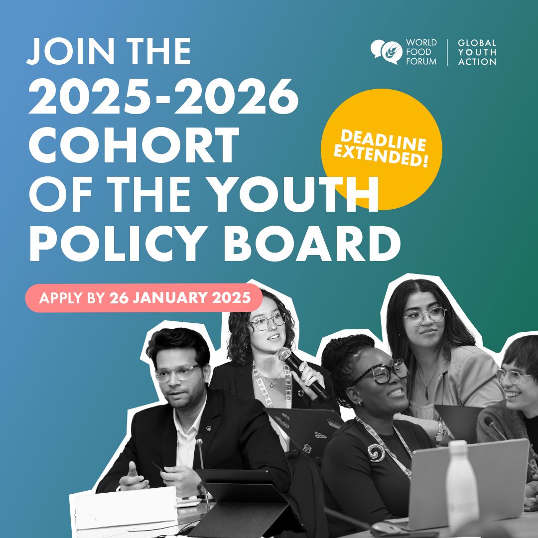 🚨 DEADLINE EXTENDED: Apply for the WFF Youth Policy Board by 26 January to join young leaders shaping the future of agrifood systems and policy advocacy! 🌱💡 👉 APPLY NOW wp.me/p23f03-c2p

#YouthLeadership #YouthPolicy #AgrifoodSystems #Empowerment #GlobalChange 🌍