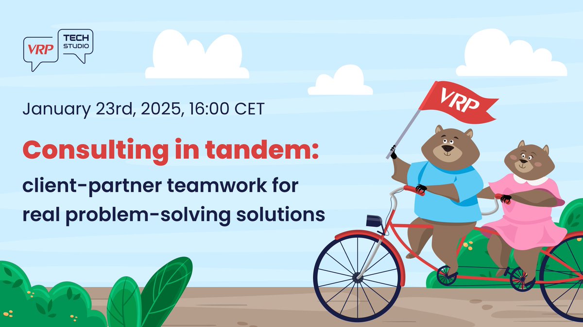New year, new episode of VRP Tech Studio! We’re kicking off 2025 with another great webinar - Consulting in tandem: client-partner teamwork for real problem-solving solutions📷 

🗓️ 23.12.2024 
⌚️04:00 PM CET 

linkedin.com/events/vrptech…