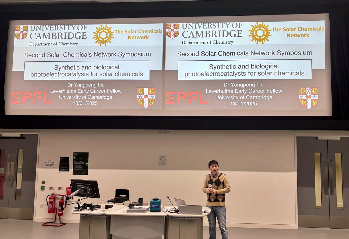 Reisner Lab (@reisnerlab) on Twitter photo Sayan Kar and <a href="/YongpengLiu/">Yongpeng Liu</a> presenting at the <a href="/SolarFuels_UK/">The Solar Chemicals Network</a> Solar Chemicals Network Symposium in London at <a href="/imperialcollege/">Imperial College London</a> 🔥
Sharing insights into direct air capture ☁️ and semi-artificial photoelectrochemistry ⚡️ with a vibrant community ☀️ Sayan Kar and <a href="/YongpengLiu/">Yongpeng Liu</a> presenting at the <a href="/SolarFuels_UK/">The Solar Chemicals Network</a> Solar Chemicals Network Symposium in London at <a href="/imperialcollege/">Imperial College London</a> 🔥
Sharing insights into direct air capture ☁️ and semi-artificial photoelectrochemistry ⚡️ with a vibrant community ☀️