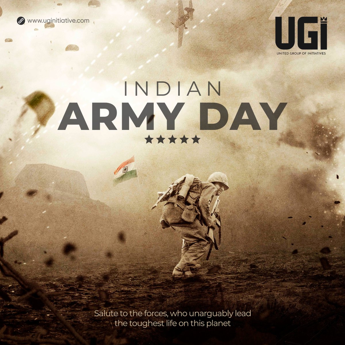 ugi__group's tweet image. Saluting the unmatched courage and dedication of our Indian Army on this special day! 🇮🇳💪
The toughest battles are fought with the strongest will. Today, we honor those who protect our freedom with their lives. 🛡️❤️
jai hind! 🙌

#indianarmyday #salutetoheroes #realwarriors
