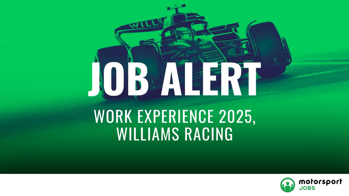 Work Experience 2025 @WilliamsRacing

Apply 🔗 motorsportjobs.com/en/job/work-ex…

#motorsportjobs #motorsport #jobs #jobalert #jobsinmotorsport #HowtogetajobinF1 #workinf1 #f1jobs #jobsinf1 #F1 #f1careers #workexperience #student #school #college #year10 #year11 #year12 #year13 #STEM