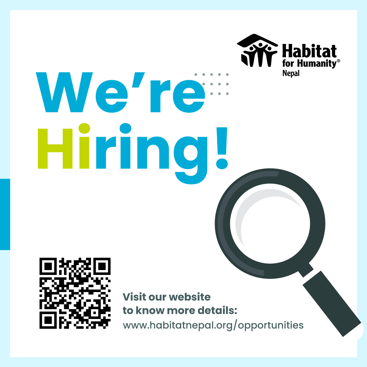 🌟 We're hiring! 🌟

🔹 Sr. Manager – Housing Finance and Markets
🔹 Architect

Apply by 29 January and help transform lives through safe and secure housing!

🔗 habitatnepal.org/opportunities/

#HabitatForHumanity #JobOpening #WeAreHiring #HousingForAll #CareerOpportunity #JoinOurTeam