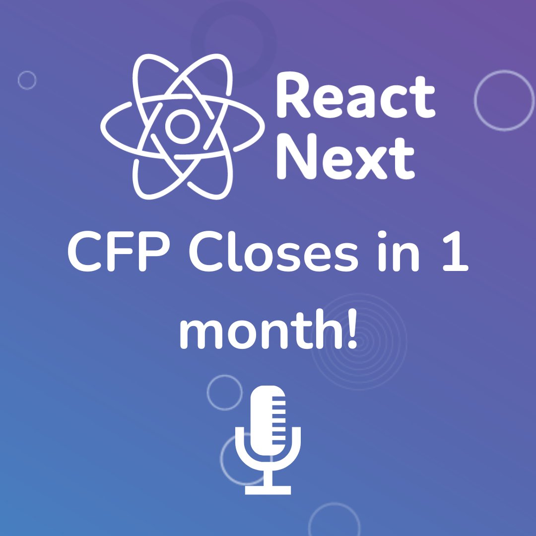 ReactNext's tweet image. ReactNext 2025 CFP closes in 1 month!
Have a unique React talk to share? Submit your proposal and join us on stage.
📝 Submit your CFP: sessionize.com/reactnext-2025/
🌐 Learn more: react-next.com
#ReactNext #CFP #ReactConference