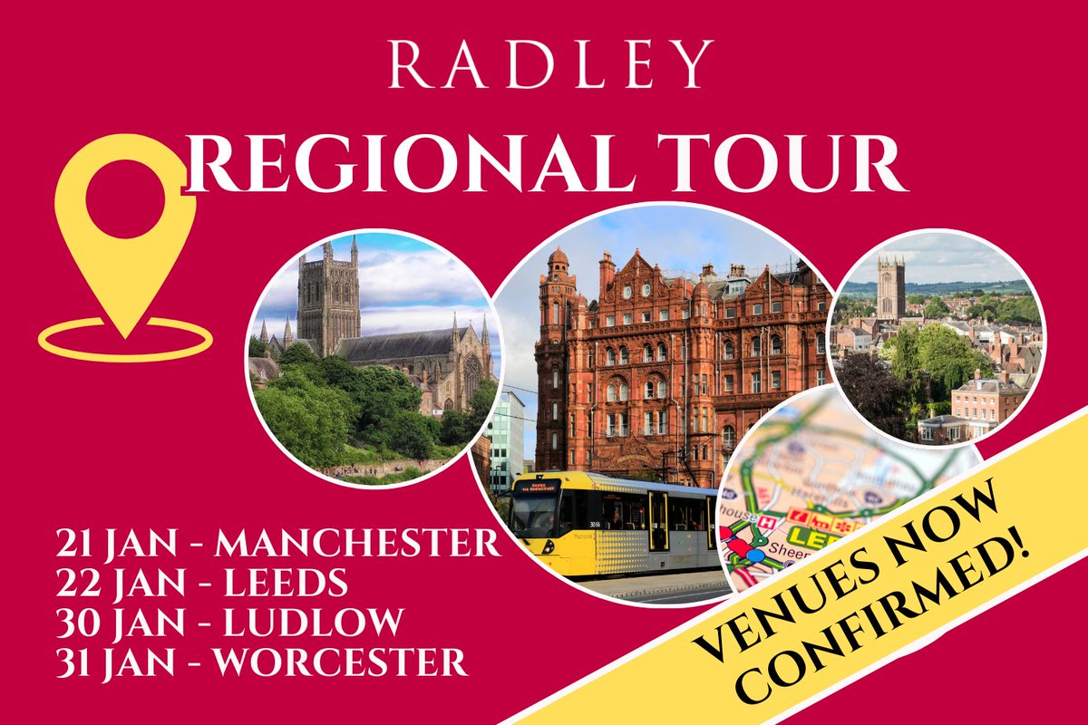 Venues are now confirmed for the Radley Regional Tour! ORs and parents living or working near #Manchester, #Leeds, #Ludlow or #Worcester, this is an opportunity to catch up with friends and make new local acquaintances. 

Info &amp; register: lnkd.in/eGBg2TWJ

#alumni #event