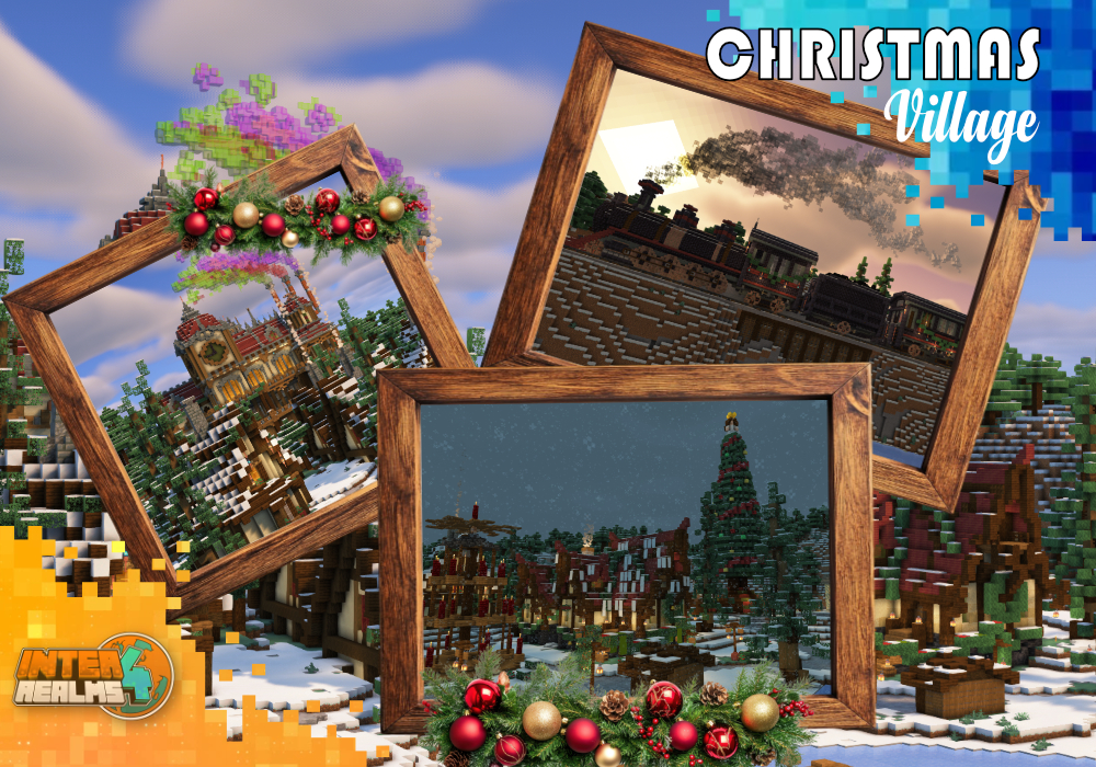 TheInterRealms's tweet photo. So much happened since we last posted, We will need to backtrack a lot 🤔

Let's start with our most recent event and show off our Christmas village! 

All of the builders did such a fantastic job and this is just one of the most beautiful spots on IR SMP server! 

 #InterRelams https://t.co/Eo8P659pc9