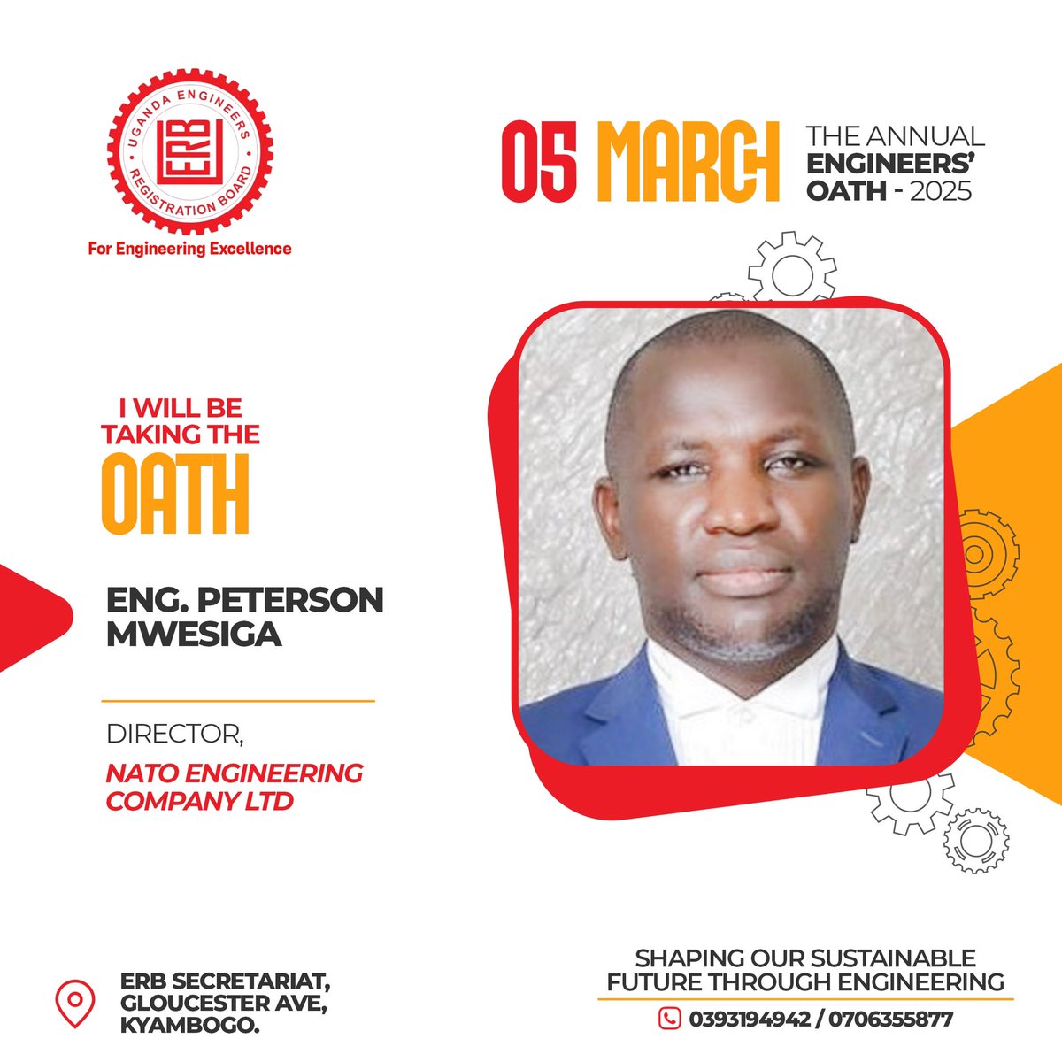 Engineers Registration Board - Uganda (@erbuganda) on Twitter photo Meet Eng. Peterson Mwesiga, (FCIArb)
A distinguished engineer and arbitrator, He is shaping both academia and industry. With a BSc in Electrical Engineering and an MSc from <a href="/Makerere/">Makerere University</a> , he now lectures in the Department of Electrical and Computer Engineering at the same place. Meet Eng. Peterson Mwesiga, (FCIArb)
A distinguished engineer and arbitrator, He is shaping both academia and industry. With a BSc in Electrical Engineering and an MSc from <a href="/Makerere/">Makerere University</a> , he now lectures in the Department of Electrical and Computer Engineering at the same place.