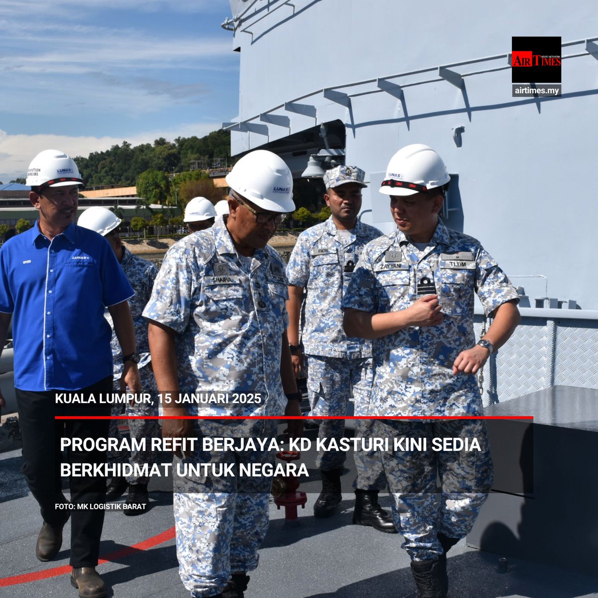 TheAirTimes's tweet image. KD KASTURI jalani program penyelenggaraan dan baik pulih (REFIT) secara menyeluruh di LUNAS bagi memastikan ianya lengkap serta berupaya untuk melaksanakan operasi.
@tldm_rasmi 
#TLDM #baikpulih #LUNAS #airtimes #pertahanan 
airtimes.my/2025/01/15/pro…