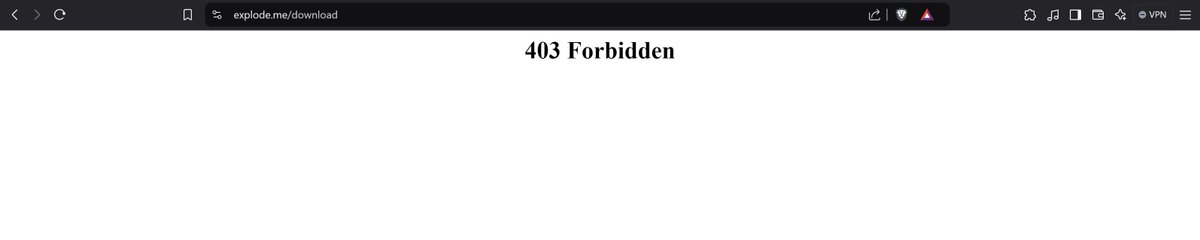 Why is the explode app returning a 403?

Anyone able to download it in India?