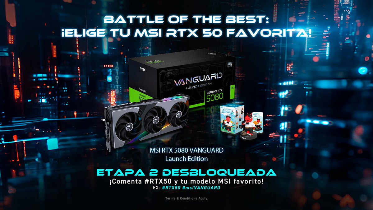 MSI_ES's tweet image. 🔥SORTEO🔥
SERIE VANGUARD😎
Rendimiento increíble y diseño revolucionario. 
Con el sistema de refrigeración HYPER FROZR y STORMFORCE, mantiene tu PC fresco y silencioso durante tus partidas❄️

Para participar :
✅Sigue a @MSI_ES  + RT 
✅Comenta #RTX50 #msiVANGUARD