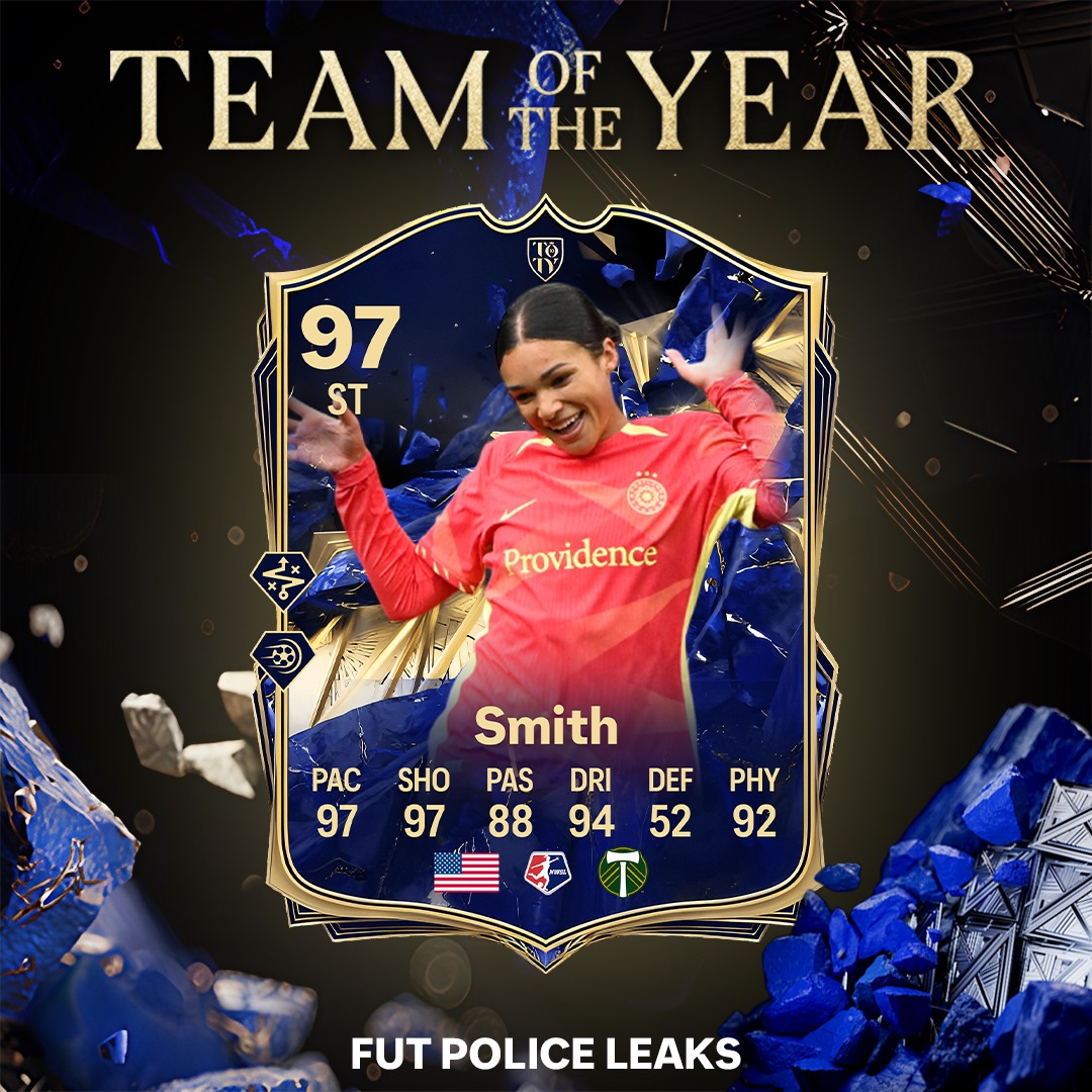 FutPoliceLeaks's tweet image. 🚨 Sophia Smith 🇺🇸 is set to come to Ultimate Team soon in TOTY Women Team 🔥

Stats are a prediction 🖊️

Who else deserves to be in 👇