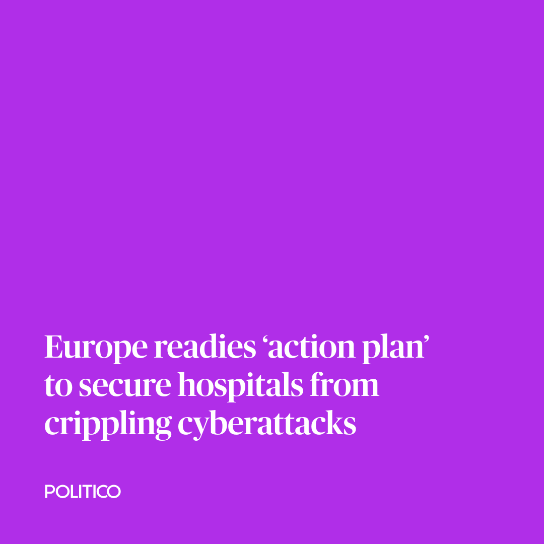 A spate of devastating attacks on the health care sector has prompted Brussels to ramp up cybersecurity.

Today, the European Commission will present its “action plan” to tackle the problem.

🔗 ow.ly/SnJ450UGIra