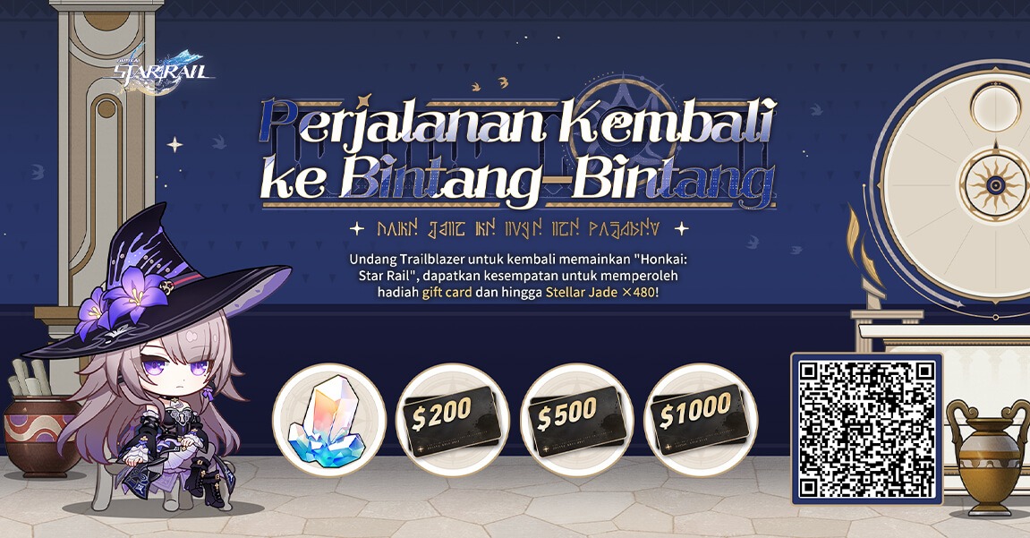 Egawa46's tweet photo. Trailblazer yang Kembali dapat menghubungkan kode undangan dan log in ke game untuk memenangkan Stellar Jade, Gift Card, dan hadiah kejutan lainnya! https://t.co/rsBExCUEjg