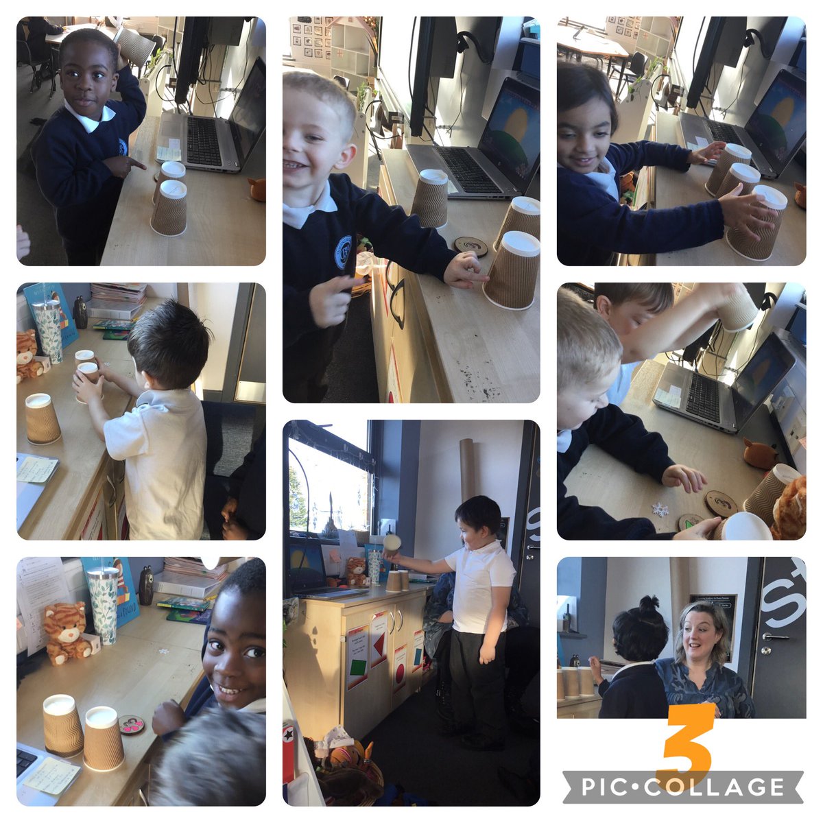 QRA_EYFS's tweet photo. In Nursery this week we are learning 3! We had to guess which cup the 3 was under. #qramaths #qradiscover https://t.co/FExaum2r7N