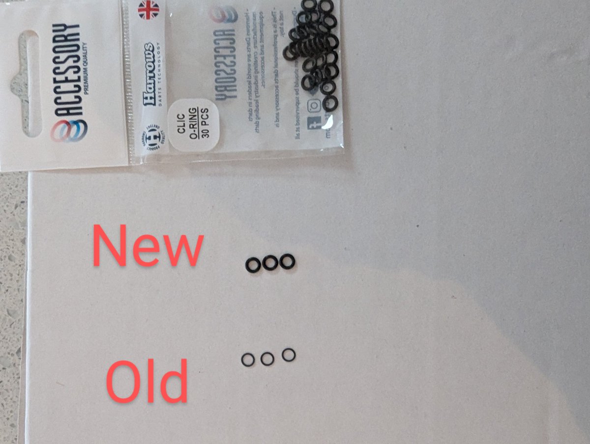 grolsha1's tweet photo. @HarrowsDarts been using the clic system for a few years now , I bought some new o-rings to stop the flights from spinning and realised that they are now a lot thicker from the old ones.
Could you advise why ? And are the thinner ones still available ?
👍 https://t.co/RFHyGLrTG9