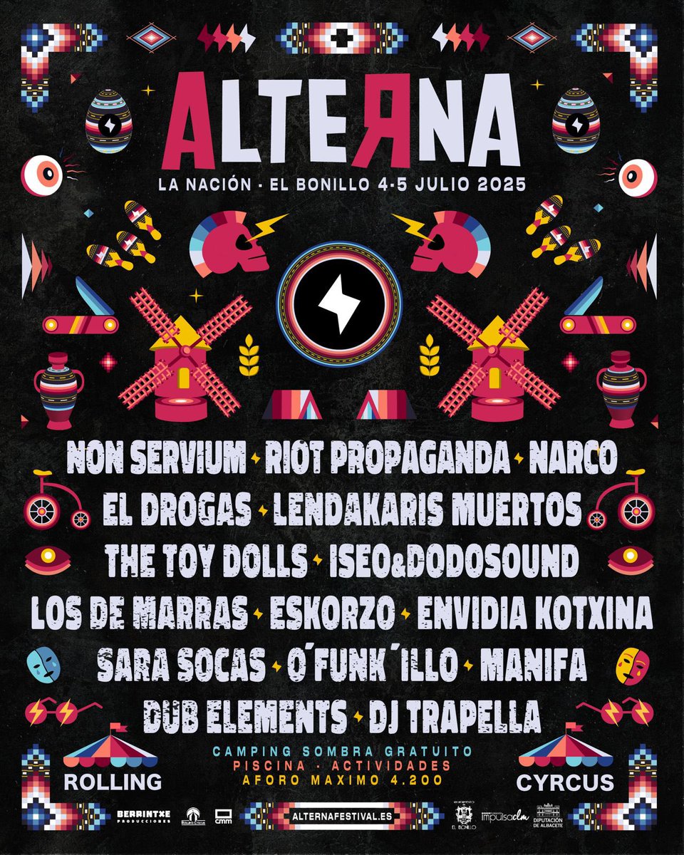 ⚡️ 𝗖𝗔𝗥𝗧𝗘𝗟 𝗖𝗢𝗠𝗣𝗟𝗘𝗧𝗢

¡Ojo Nación que ahora si! ¡Ya estamos tos’ esta edición! 

Y va a ser un desperrame así que preparar las albarcas que este verano paece que viene recia la cosa 😁

⚠️ ¡Aforo máximo 4.200p y más del 50% ya está completo! alternafestival.es
