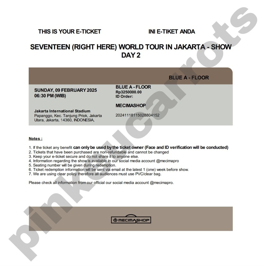 wts / want to sell

seventeen right here jakarta

♡ blue floor A 2 - 2 tix
♡ LOW DP &amp; COD VENUE
♡ dom jakarta

SERIOUS BUYER ONLY 🙏🏻
alasan dijual karena dapet pink

#SVT_RIGHT_HERE_IN_JAKARTA
