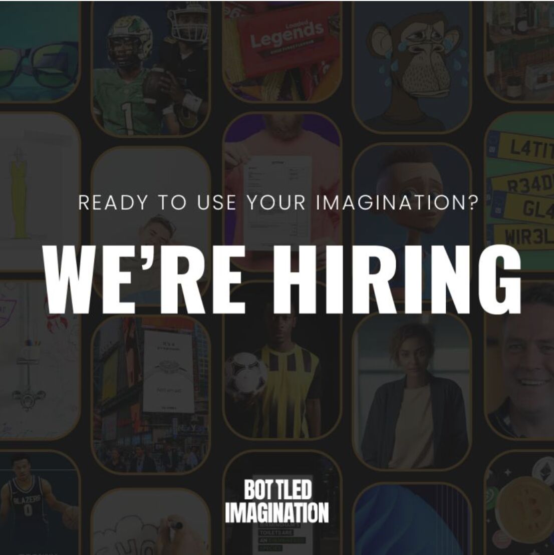 We are hiring for a midweight creative/designer (and a bunch of other roles). If you are a sh*t hot creative willing to work from our Manchester office 2 days a week drop me a DM. 

More info on our website.

<a href="/bottledIMGNTN/">Bottled Imagination</a>