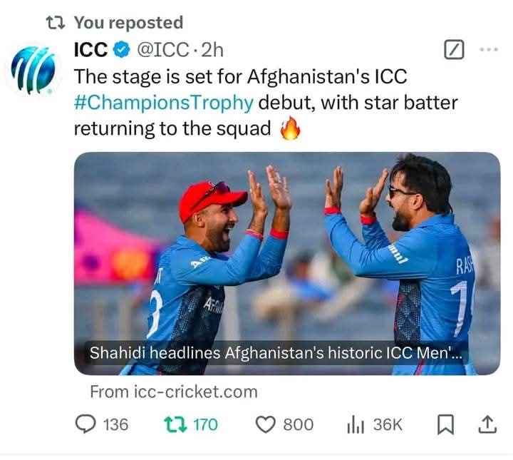 #زار شم ICC نه د ډېرو دې اوس ... برمل واخلي.