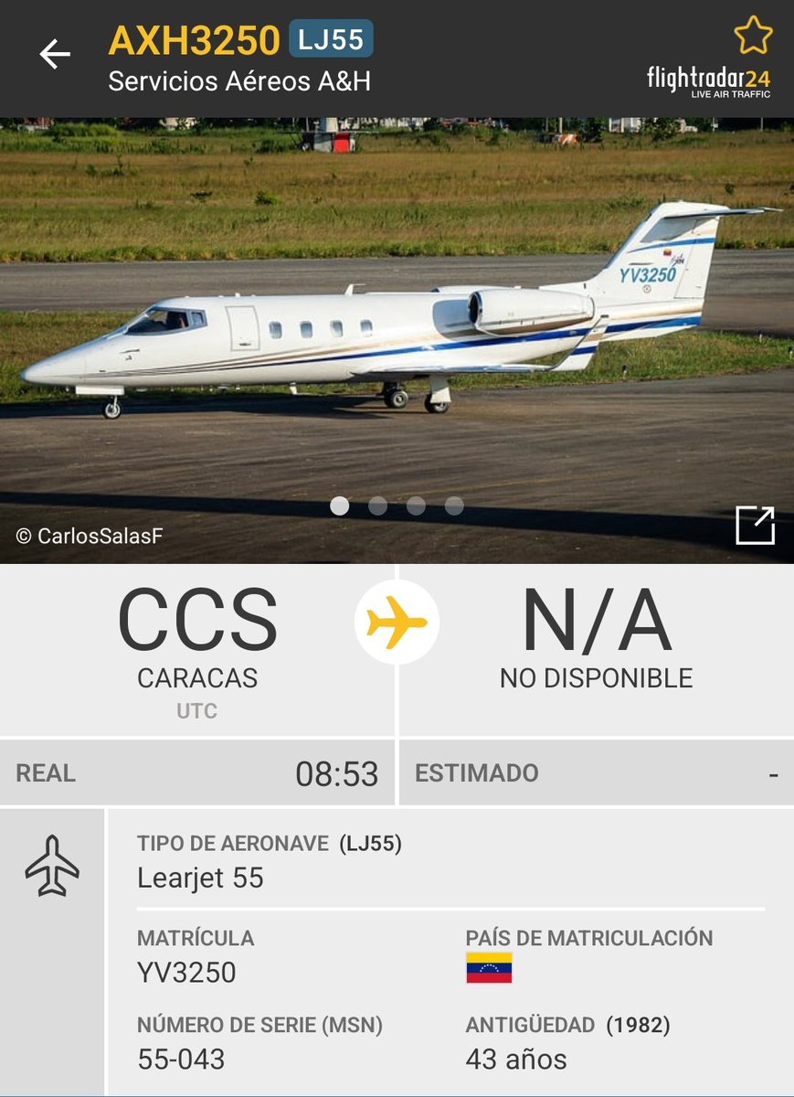 Arr3ch0's tweet photo. ¿A que parte de Centroamérica creen que va el YV3250 del régimen de Maduro que salió a las 5am hoy de Caracas? Si no vieron o no se acuerdan lo que les dije de ésta aeronave ayer está en mi X para que lo vean. Me imagino que es un poco de lo mismo.Espero EGU esté a buen resguardo https://t.co/KAKoG6LC0w