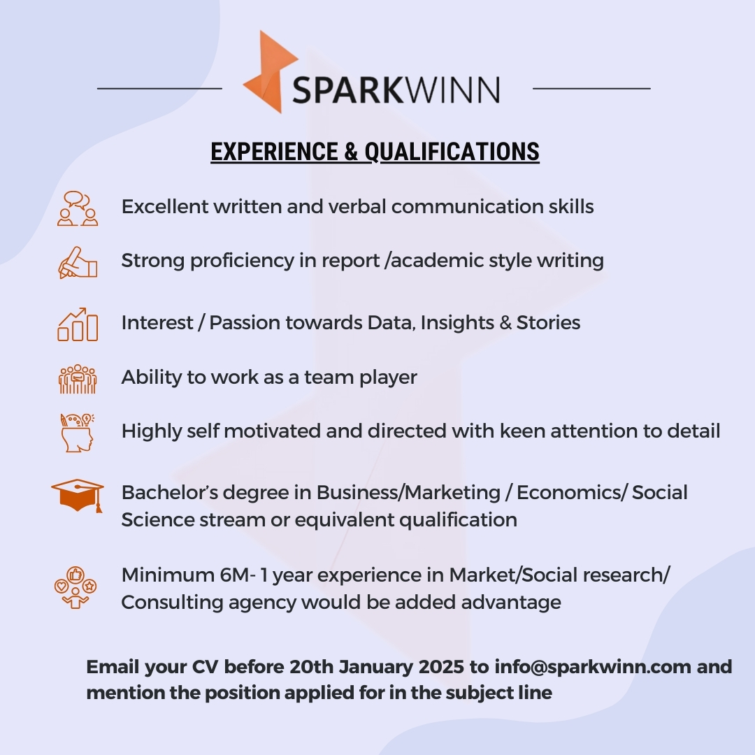 Sparkwinn5's tweet photo. We're #hiring a new Research Executive / Assistant. if you are looking for a career in research / data / insights,  this is the opportunity for you , Apply now and be part of a dynamic team that involves impactful work ! 🌟 
 #WeAreHiring #ResearchExecutive #SparkwinnResearch https://t.co/lCoe4soak9