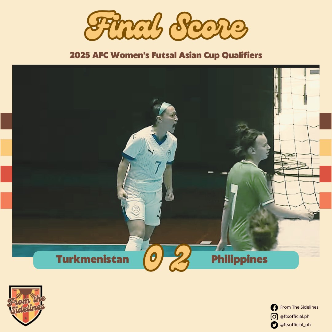 ftsofficial_ph's tweet photo. #FinalScore: Katrina Guillou and Dionesa Tolentin delivered the goals against a pesky Turkmenistan side to improve their standing at two wins and a draw.
The Philippines will take a bye in match day 4, with their final game against Australia on January 19. #Filipinas #PHFutsal https://t.co/ykDZJzNXmp