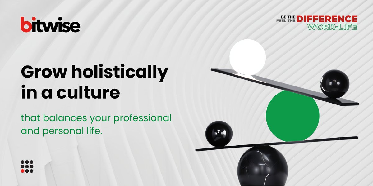 Bitwise_Updates's tweet image. In today’s fast-paced world, work-life balance is key to professional success &amp;amp; personal well-being. At #bitwise, we empower employees with flexible schedules and tools to thrive at work &amp;amp; in life. Explore #LifeAtBitwise 
Here: bitwiseglobal.com/en-in/about-us/

#WorkLifeBalance