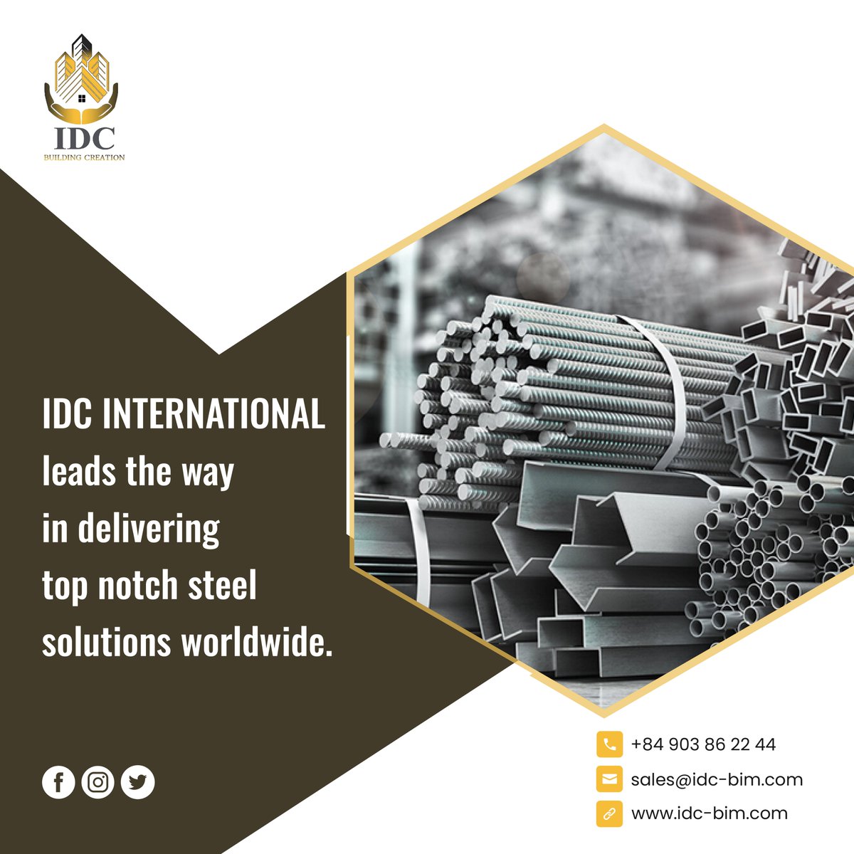 TradingIdc88691's tweet photo. IDC INTERNATIONAL offers unmatched steel products designed to support industries on a global scale.

#IDCBuildingCreation #construction #industry #BIM #AEC #modeling #drawingproduction #scantobim #digitaltwin #coffee #coconutwater #gloves #furniture #woodpellet https://t.co/lKwXr3SUcD