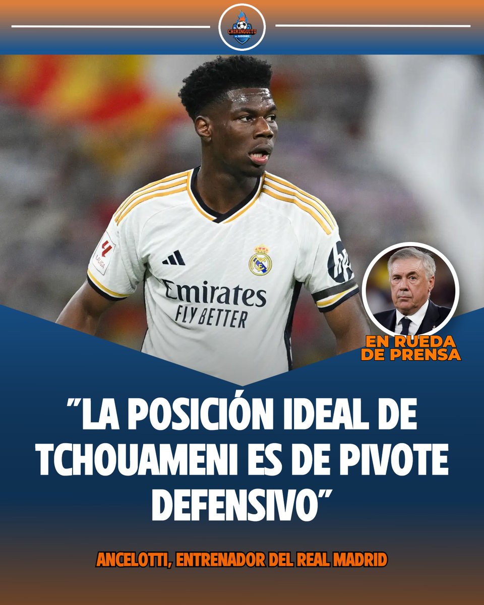 elchiringuitotv's tweet photo. 🔝 "TCHOUAMENI lo ha hecho BIEN como CENTRAL".

🔙 "Cuando vuelva Alaba... regresará al pivote defensivo".

🗣️ ANCELOTTI habla sobre la posición del francés en el sistema. https://t.co/UiJ9reVmx7