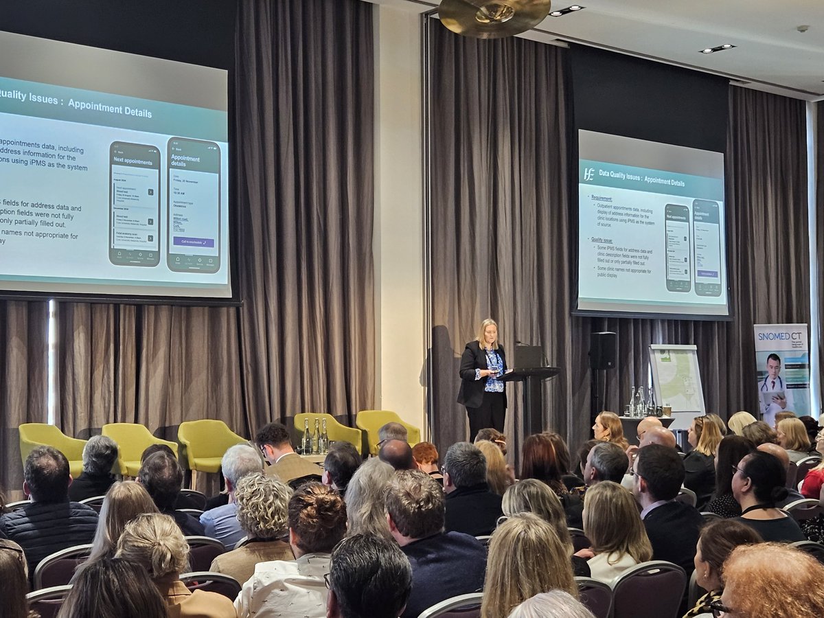 HSETandT's tweet photo. At todays conference Kathryn Kissan, Deputy Delivery Diector & Niamh Crossan, General Mgr shared how Shared Care Records improve care transitions.
The HSE App empowers patient self-management.
My Health @ EU ensures cross-border health data sharing. Data quality is the foundation for innovation.
"Together, we're not just improving healthcare; we're reimagining it."
#Data4Care
#DigitalForCare #HSEInnovation