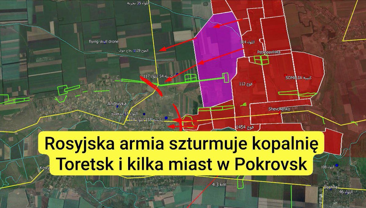 royy_tweets's tweet photo. Najnowsze wydarzenia w wojnie między #Rosją a #Ukrainą do południa 15 stycznia - napisy

- Armia rosyjska wkracza do kopalni w mieście #Toretsk
- Armia rosyjska wkracza do #Udaczne w kierunku #Pokrowska

link do filmu:https://t.co/Qg76KGhMId https://t.co/7QJxiiTJOV