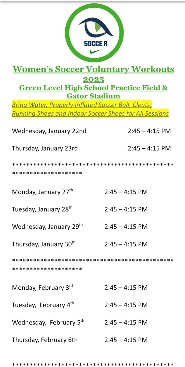 Preseason workouts begin in one week! Make sure you have everything completed in Dragonfly to participate. Contact Coach Poland if you have any questions. #LevelUp
